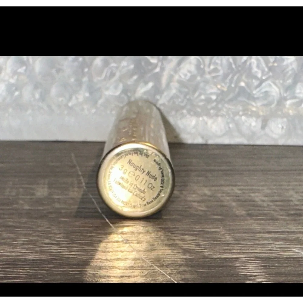 Too Faced Lipstick Naughty Nude Gold‎ Tube Satin Finish Creamy Peach Tan lip